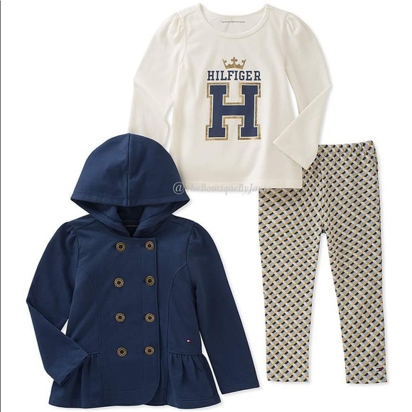Tommy Hilfiger Navy Ruffle Hooded Jacket Set